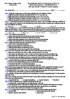 Đề thi thử THPT quốc gia Sinh học 12 - Mã đề 094 - Năm học 2016-2017 - Sở GD & ĐT Vĩnh Phúc